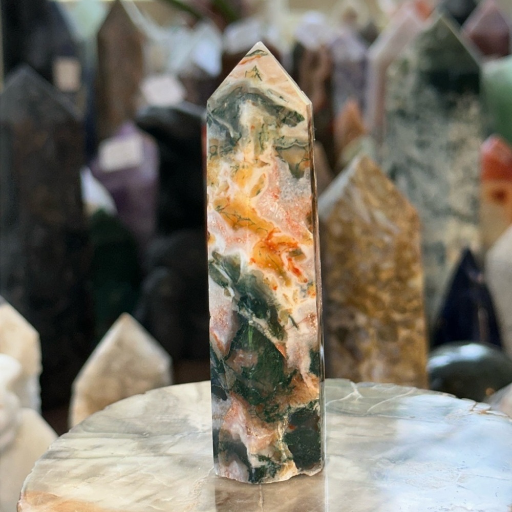 Moss Agate Crystal Point!